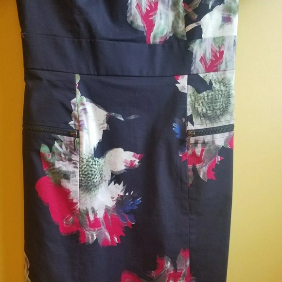 FRENCH CONNECTION BLUE FLORAL DRESS SIZE US 2 XS - Picture 3 of 8